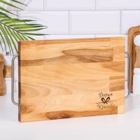 Доска разделочная и сервировочная "Прямоугольник" (металлические ручки) 36х22х1,8 см