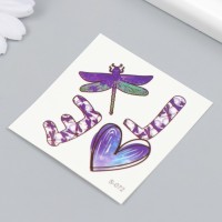 Татуировка на тело цветная "Стрекоза любви" 6х6 см