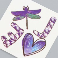 Татуировка на тело цветная "Стрекоза любви" 6х6 см