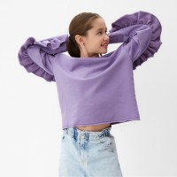 Свитшот для девочки MINAKU: Casual Collection KIDS, сиреневый, рост 140 см