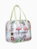 Косметичка-сумка на молнии для бассейна, большая, с ручками, с принтом Tropical, зелёная