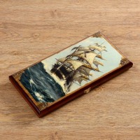 Нарды "Морские", деревянная доска 40 х 40 см, с полем для игры в шашки