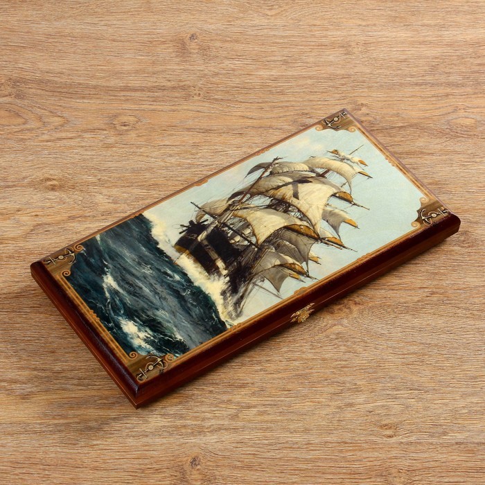 Нарды "Морские", деревянная доска 40 х 40 см, с полем для игры в шашки