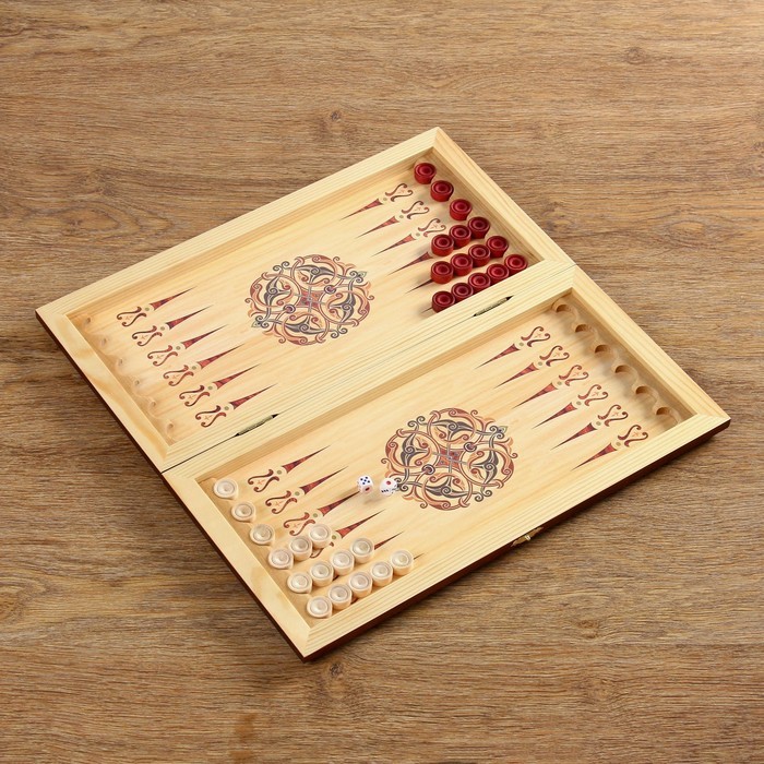 Нарды "Морские", деревянная доска 40 х 40 см, с полем для игры в шашки