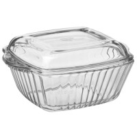 Кастрюля жаропрочная рифлёная с крышкой для запекания Borcam, 20,4×16 см