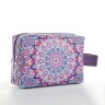 Косметичка на молнии женская, с ручкой, маленькая, с рисунком «Узор», сиреневая