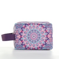 Косметичка на молнии женская, с ручкой, маленькая, с рисунком «Узор», сиреневая