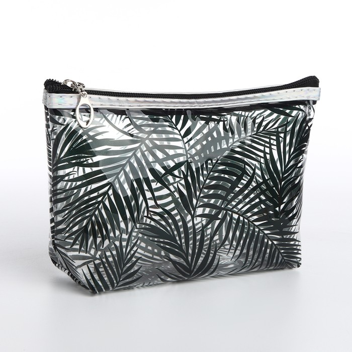 Косметичка на молнии для бассейна, с принтом «Флора», прозрачная/чёрная