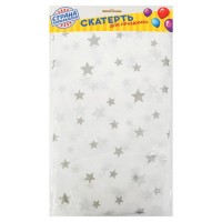 Скатерть «Звёзды», 137×220 см, цвет серебряный