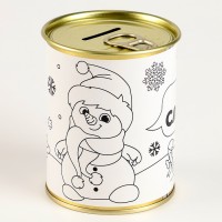 Копилка - раскраска на новый год «Снеговик с монетками», набор для творчества