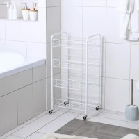 Этажерка напольная 4-х секционная Доляна, на колёсах, 31×34×77 см, белая