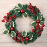 Новогодний венок d-40 см «Зимнее волшебство. Лесной фестиваль» на дверь, на стену, декор веточки с ягодами, листья