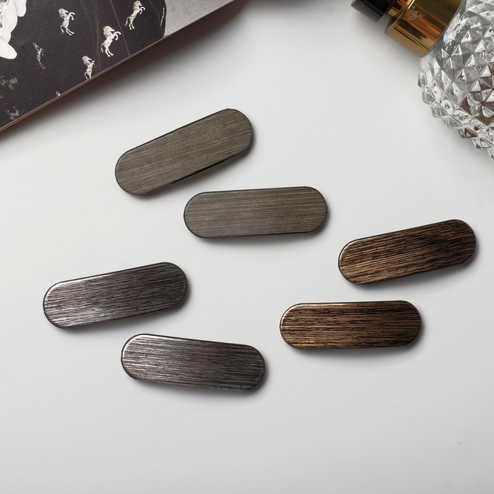 Невидимка для волос "Герти" (набор 6 шт) текстура полосы, 5,5 см, серо-коричневый