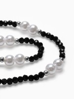 Бусы «Бисер», бусина №8, чёрно-белый в серебре, 40 см