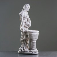 Фигура с кашпо «Офелия с кувшином», 40×25×82 см, 1.4 л, гипс, белая