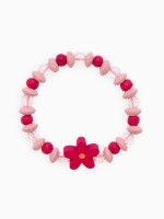 Набор детских украшений Выбражулька «Цветочки», 2 предмета: бусы, браслет d=6 см розовый