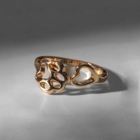 Кольцо «Лапка» с сердцем, цвет золото, безразмерное