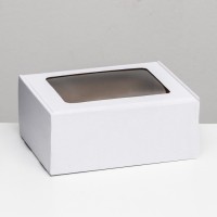 Коробка самосборная, белая с окном, для подарков, хранения и отправки посылок, 22×16.5×9.5 см