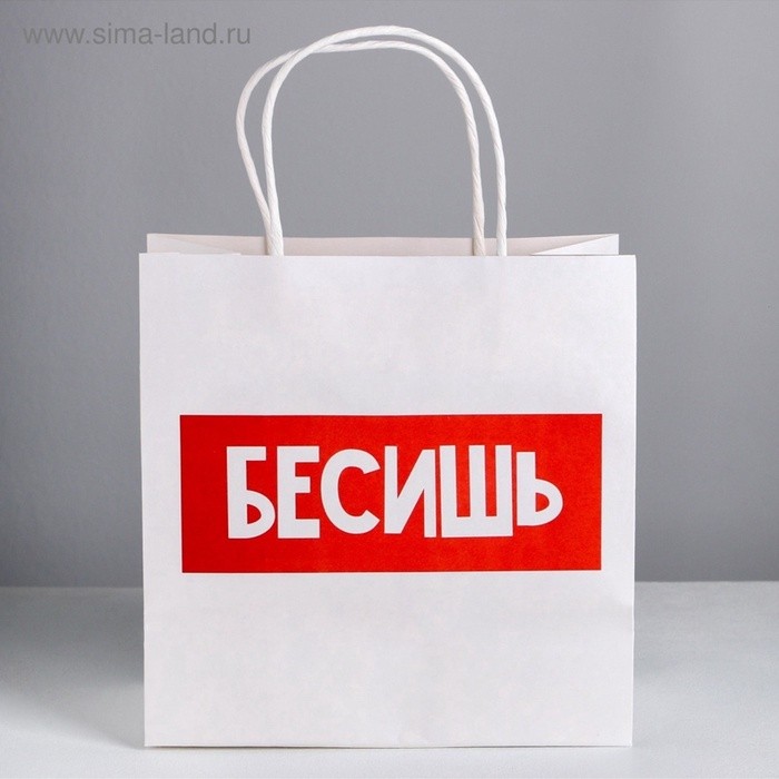 Пакет подарочный, упаковка, «Бесишь», 22×22×11 см