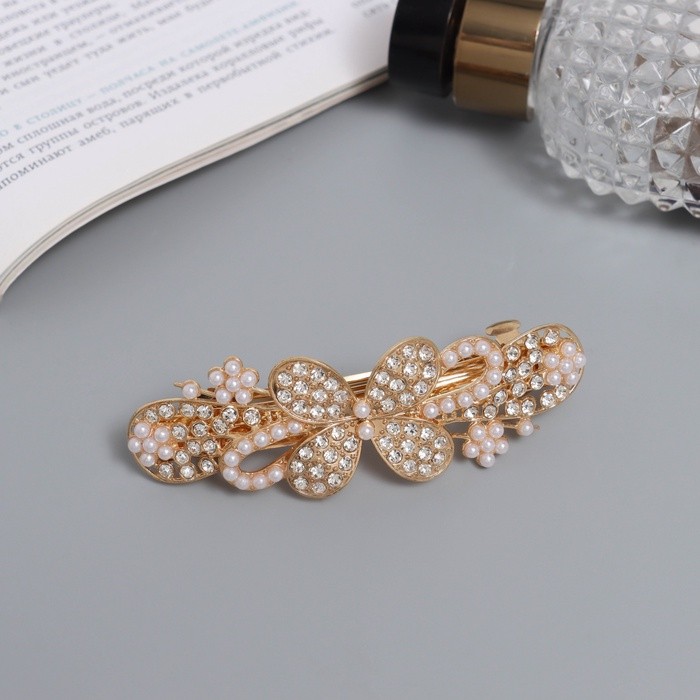 Заколка-автомат для волос "Сильва блеск" бабочка, 8,5 см, золото