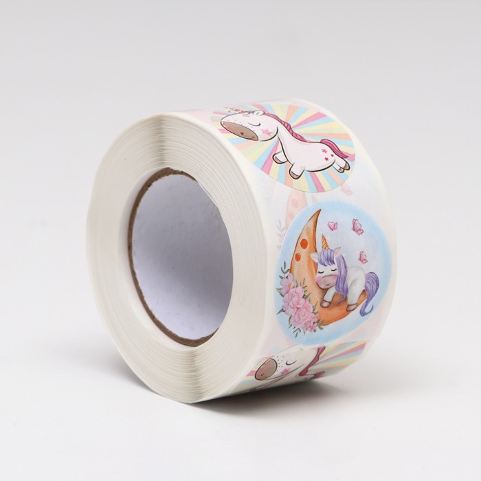 Наклейки в рулоне "Единорожки",500 шт,3,8 х 3,8 см Наклейки в рулоне "Единорожки",500 шт,3,8 х 3,8 см