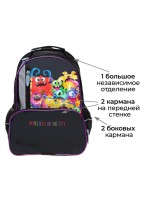 Рюкзак школьный, 37×26×13 см, эргономичная спинка, Calligrata ОРТ «Монстрики»