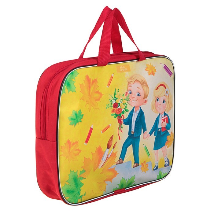 Папка с ручками текстильная, А4, 330 х 260 х 70 мм, Calligrata, «Снова в школу»