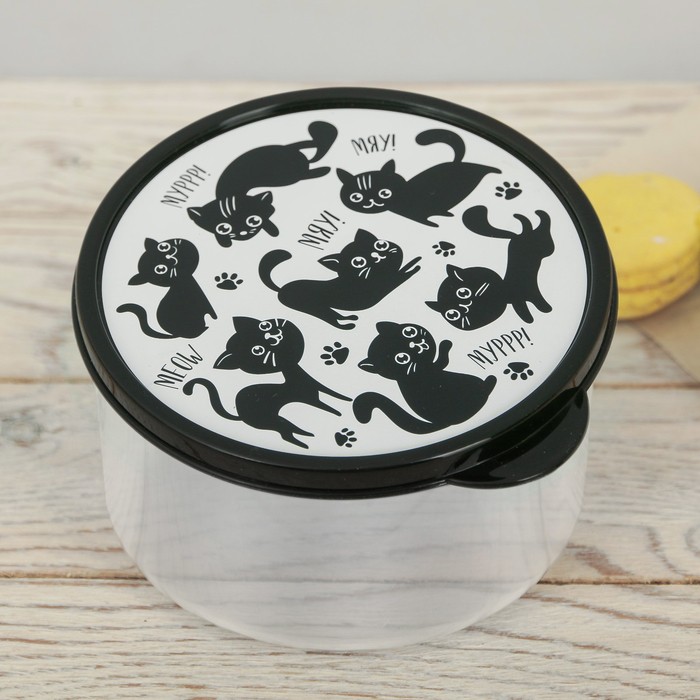 Ланч-бокс круглый «Мур, мяу», 150 мл