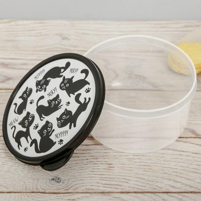 Ланч-бокс круглый «Мур, мяу», 150 мл
