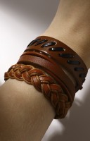 Браслет кожа «Тревел» 3 шт., коричневый, d=7.5 см