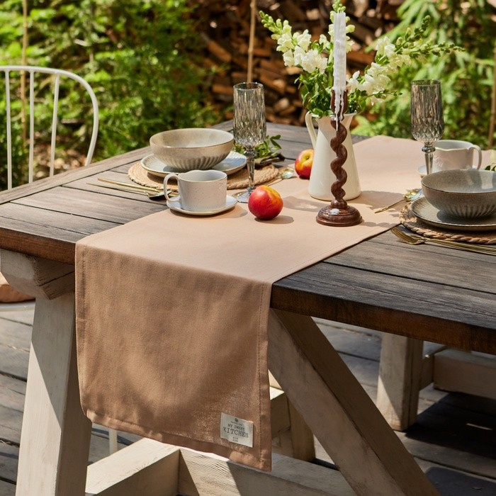 Дорожка Этель ECO, цв. бежевый, 40х136 см, 70% хл, 30% лён, 190 г/м2