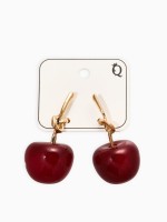 Серьги «Вишня узелком», бордовые в золоте