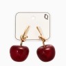 Серьги «Вишня узелком», бордовые в золоте