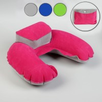 Подушка надувная для шеи, с подголовником, в чехле, 43×28 см, МИКС