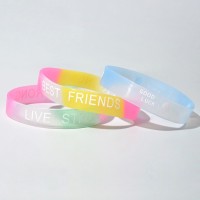 Силиконовый браслет «Светящийся» настроение, набор 3 шт, цвет МИКС, 6см