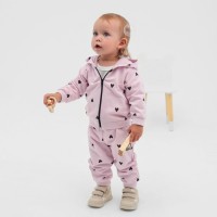 Костюм для девочки (толстовка, брюки) «Крошка Я. Сердечки», рост 80-86 см, розовый