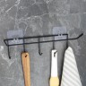 Держатель для кухонных принадлежностей настенный Доляна, 5 крючков, 28×8×8 см, чёрный
