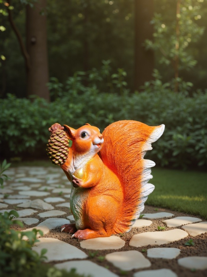 Садовая фигура из полистоуна «Белка с шишкой», 28×12×27 см