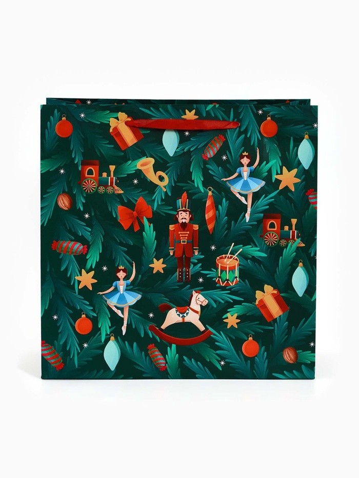 Пакет ламинированный квадратный «Новый год 2026: Лошадь», 30×30×12 см