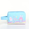 Косметичка на молнии с ручкой, маленькая, с принтом Hello, голубая