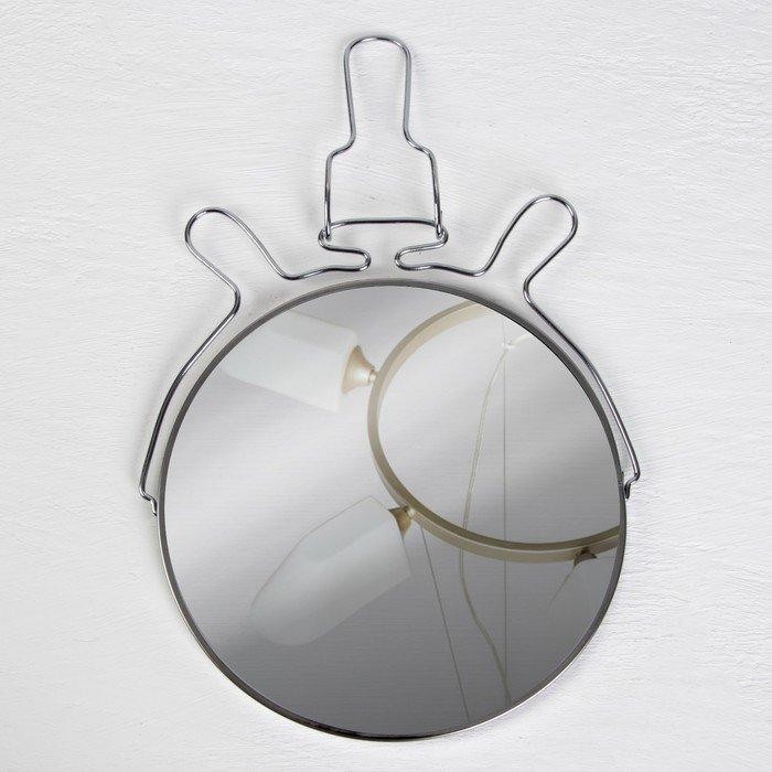 Зеркало складное-подвесное, двустороннее, с увеличением, d зеркальной поверхности 18,5 см, цвет серебристый