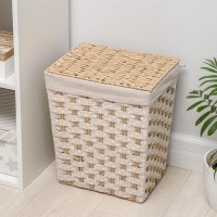 Корзина для белья Доляна «Уют», плетёная, ручная работа, 34×25×41 см, бежевая