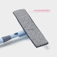 Щётка для окон Доляна, стальная телескопическая ручка 76(116) см, водосгон 29 см, насадка из микрофибры 29×8 см