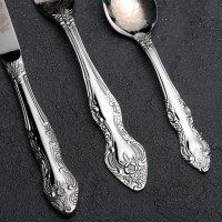 Набор столовых приборов «Тройка», 24 предмета, художественная роспись, декоративная коробка