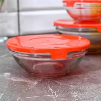 Набор салатников с крышками Доляна «Классика», 5 предметов: 130 мл, 200 мл, 350 мл, 500 мл, 900 мл, цвет фиолетовый