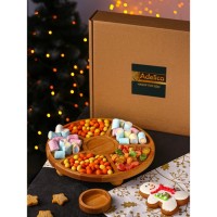 Менажница Adelica «Фортуна», 6 секций, на ножках с соусницей, d=30 см, 70 мл, дерево берёза