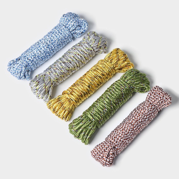 Верёвка бельевая Доляна, d=6 мм, длина 10 м, МИКС