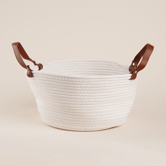 Корзина для хранения SL Home «Луиза», плетёная, ручной работы, 33×33×16 см, белая