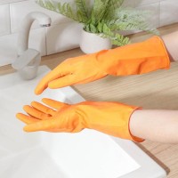 Перчатки хозяйственные резиновые Доляна, размер L, с хлопковым напылением, 40 гр, цвет МИКС