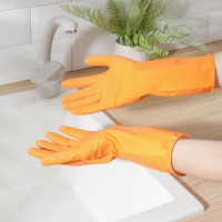 Перчатки хозяйственные резиновые Доляна, размер L, с хлопковым напылением, 40 гр, цвет МИКС